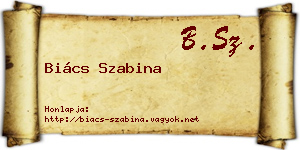 Biács Szabina névjegykártya